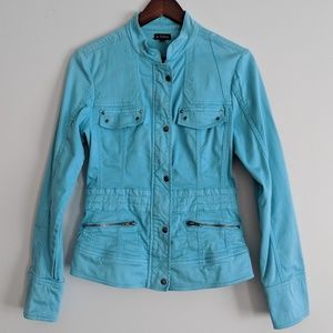 Slim fit zip up in turquoise